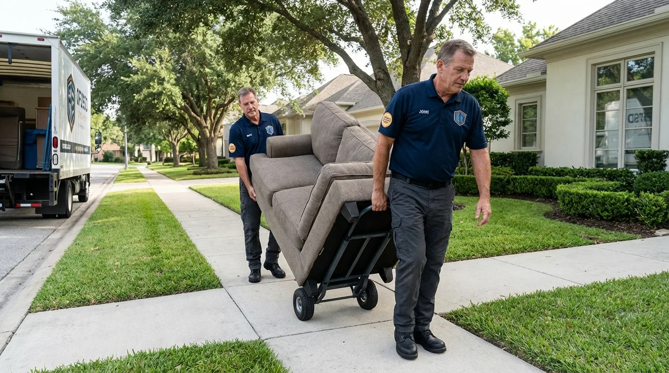 Local residential moving crew loading furniture in Wyandanch, NY